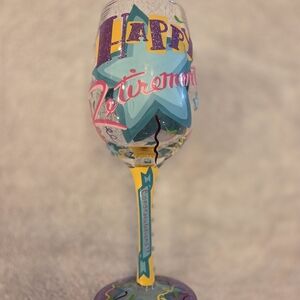 Enesco 6002442 Designs by Lolita Happy Retirement Blown Wine Glass, 15 oz.
